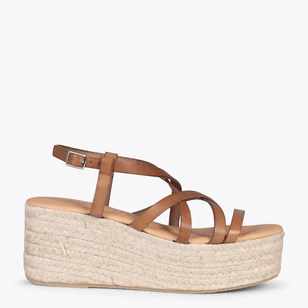 MiMaO ShopOnline ALAJAR – Sandales Compensées En Jute CAMEL 1