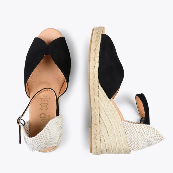 MiMaO ShopOnline SITGES – Espadrilles Compensées à Bout Ouvert NOIR 3