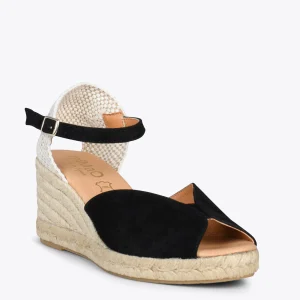 MiMaO ShopOnline SITGES – Espadrilles Compensées à Bout Ouvert NOIR 14