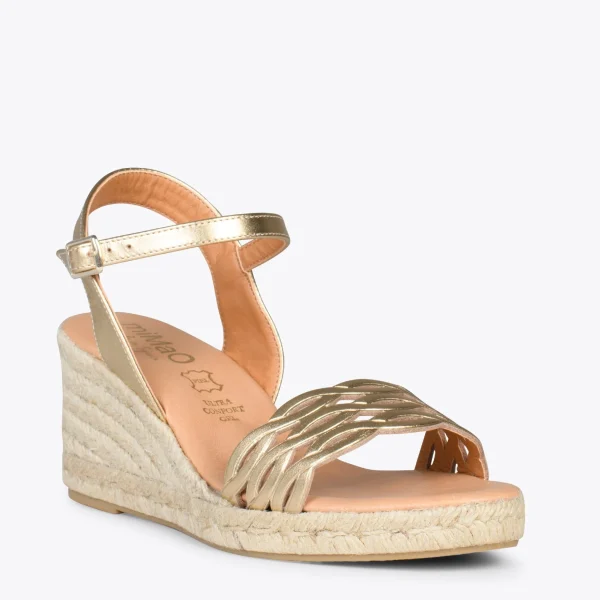 MiMaO ShopOnline TRENZA – Espadrilles En Jute Naturel Et Tige Tressée DORÉ 5