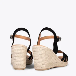 MiMaO ShopOnline HOYAMBRE – Sandales à Talon Compensé En Jute NOIR 12