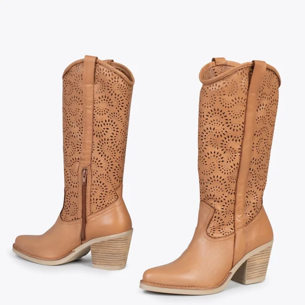 MiMaO ShopOnline AUSTIN – Santiags Ajourées CAMEL 3