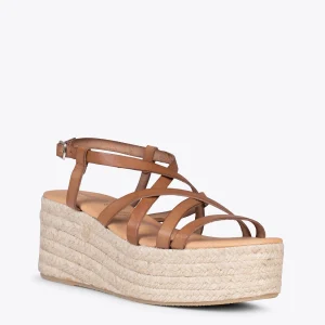 MiMaO ShopOnline ALAJAR – Sandales Compensées En Jute CAMEL 14