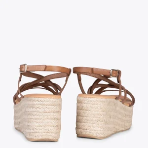 MiMaO ShopOnline ALAJAR – Sandales Compensées En Jute CAMEL 12