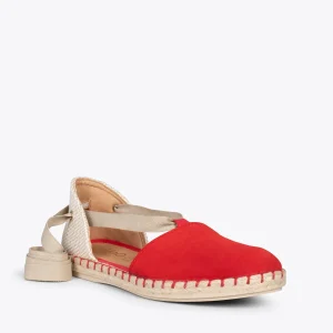 MiMaO ShopOnline ALGARVE – Espadrilles Plates Pour Femme ROUGE 15