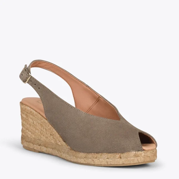 MiMaO ShopOnline MOJACAR – Espadrilles Compensées à Bride Arrière TAUPE 5