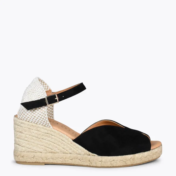 MiMaO ShopOnline SITGES – Espadrilles Compensées à Bout Ouvert NOIR 1