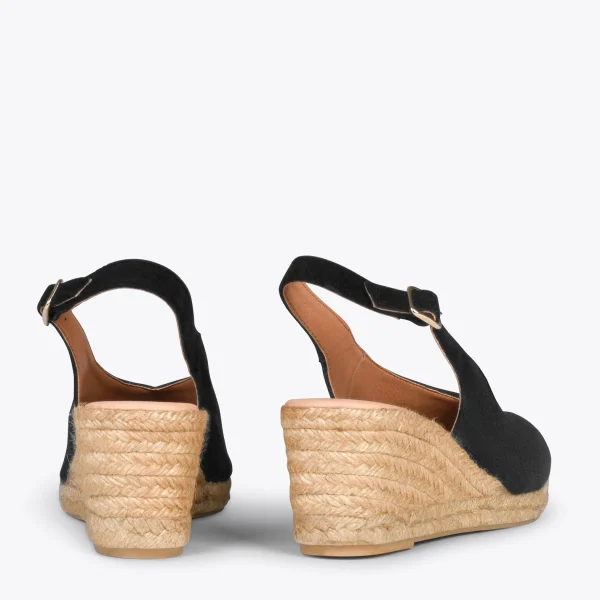 MiMaO ShopOnline MOJACAR – Espadrilles Compensées à Bride Arrière NOIR 4